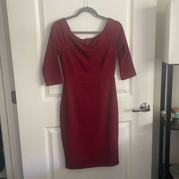 Lulus deep red long sleeve midi dress - Picture 3 of 10
